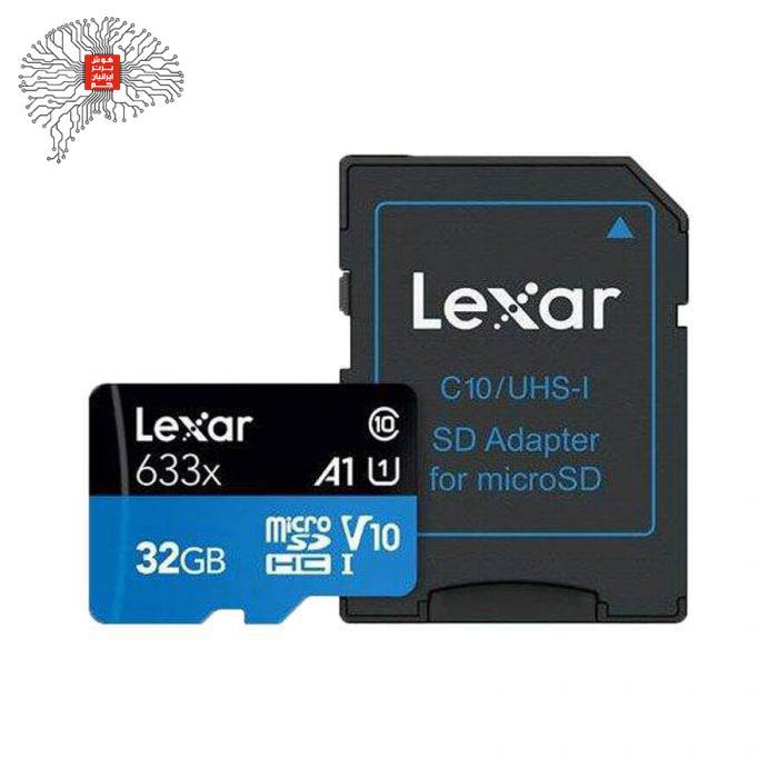 کارت حافظه microSDXC لکسار مدل 633Xکلاس 10 استاندارد UHS-I سرعت 95MBps ظرفیت 32 گیگابایت به همراه آداپتور SD